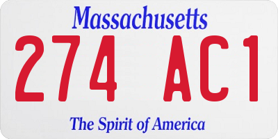 MA license plate 274AC1