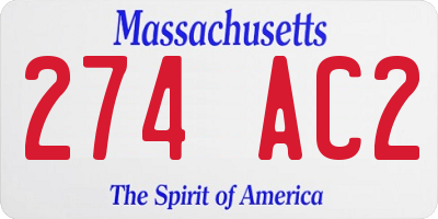 MA license plate 274AC2