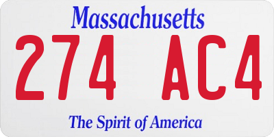 MA license plate 274AC4