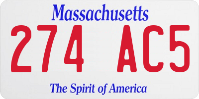 MA license plate 274AC5