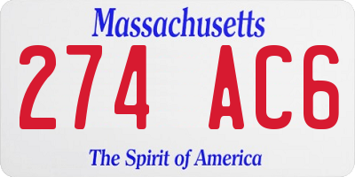 MA license plate 274AC6