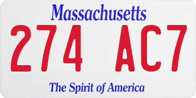 MA license plate 274AC7