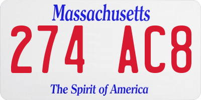 MA license plate 274AC8