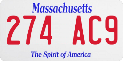 MA license plate 274AC9