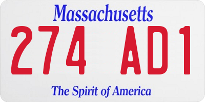 MA license plate 274AD1