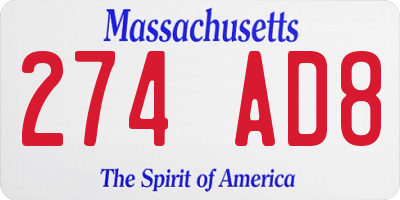 MA license plate 274AD8