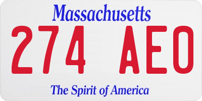 MA license plate 274AE0