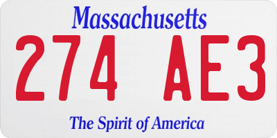 MA license plate 274AE3