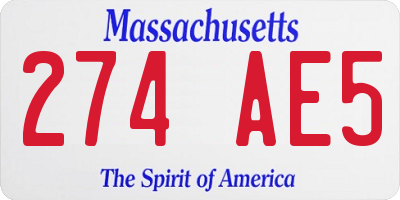 MA license plate 274AE5