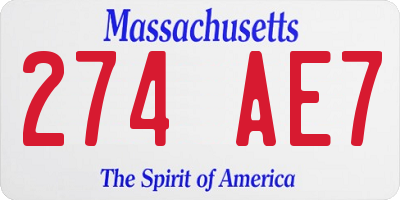 MA license plate 274AE7