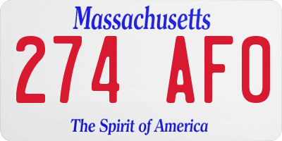 MA license plate 274AF0