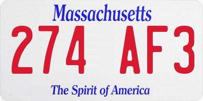 MA license plate 274AF3