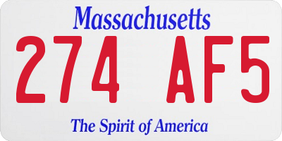 MA license plate 274AF5