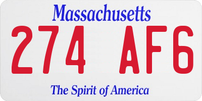 MA license plate 274AF6