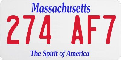 MA license plate 274AF7