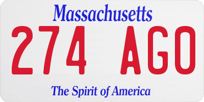 MA license plate 274AG0