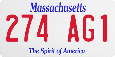 MA license plate 274AG1