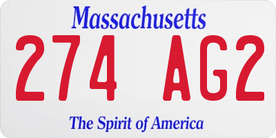 MA license plate 274AG2
