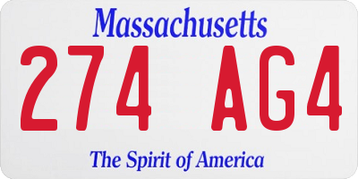 MA license plate 274AG4