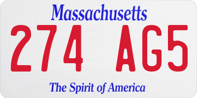 MA license plate 274AG5