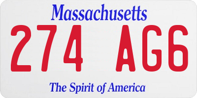 MA license plate 274AG6