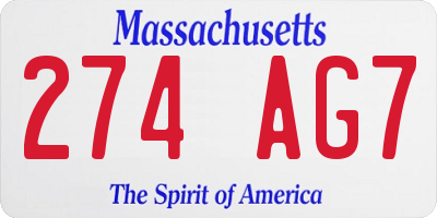 MA license plate 274AG7