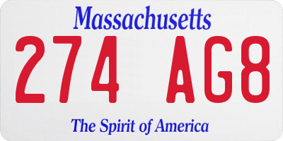 MA license plate 274AG8