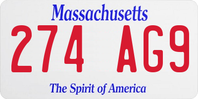 MA license plate 274AG9