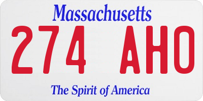 MA license plate 274AH0