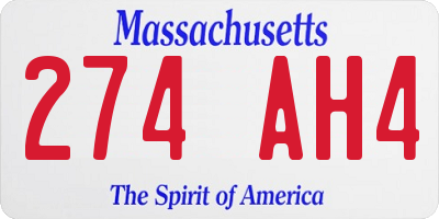 MA license plate 274AH4