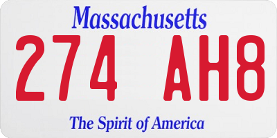 MA license plate 274AH8