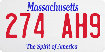 MA license plate 274AH9