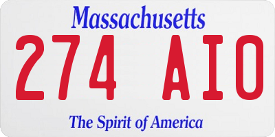MA license plate 274AI0