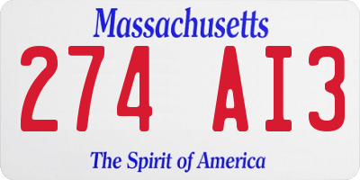 MA license plate 274AI3