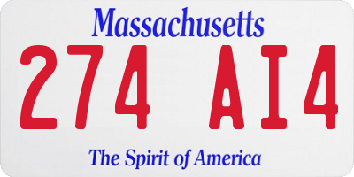 MA license plate 274AI4