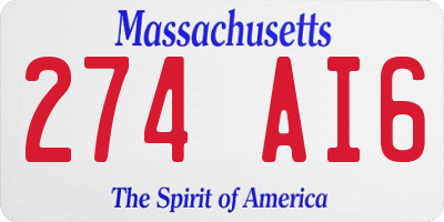 MA license plate 274AI6