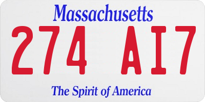 MA license plate 274AI7