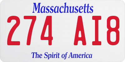 MA license plate 274AI8