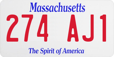 MA license plate 274AJ1