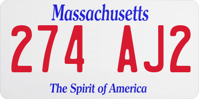 MA license plate 274AJ2