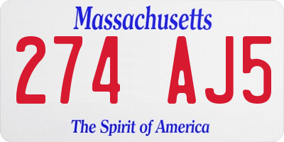 MA license plate 274AJ5