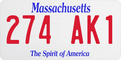 MA license plate 274AK1