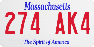 MA license plate 274AK4