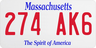 MA license plate 274AK6