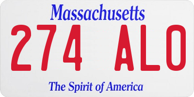 MA license plate 274AL0
