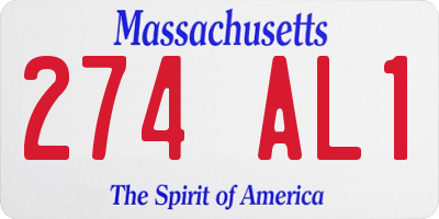 MA license plate 274AL1