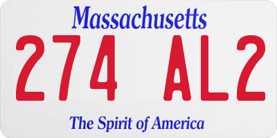 MA license plate 274AL2