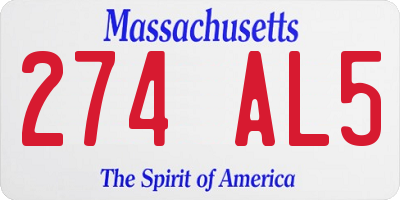 MA license plate 274AL5