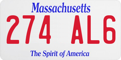 MA license plate 274AL6