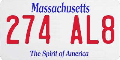MA license plate 274AL8